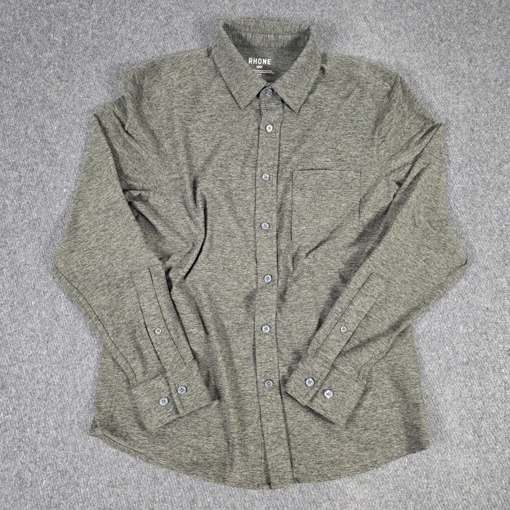Rhone Mens Small Button Down Shirt‎ Olive Grey Commuter Performance 101622